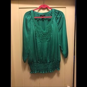 ALFANI Emerald Green Embroidered Blouse